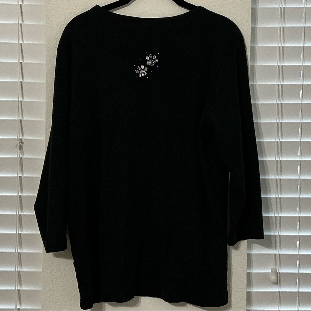 Elegant Black Cat Embellished Blouse - Picture 5 of 7